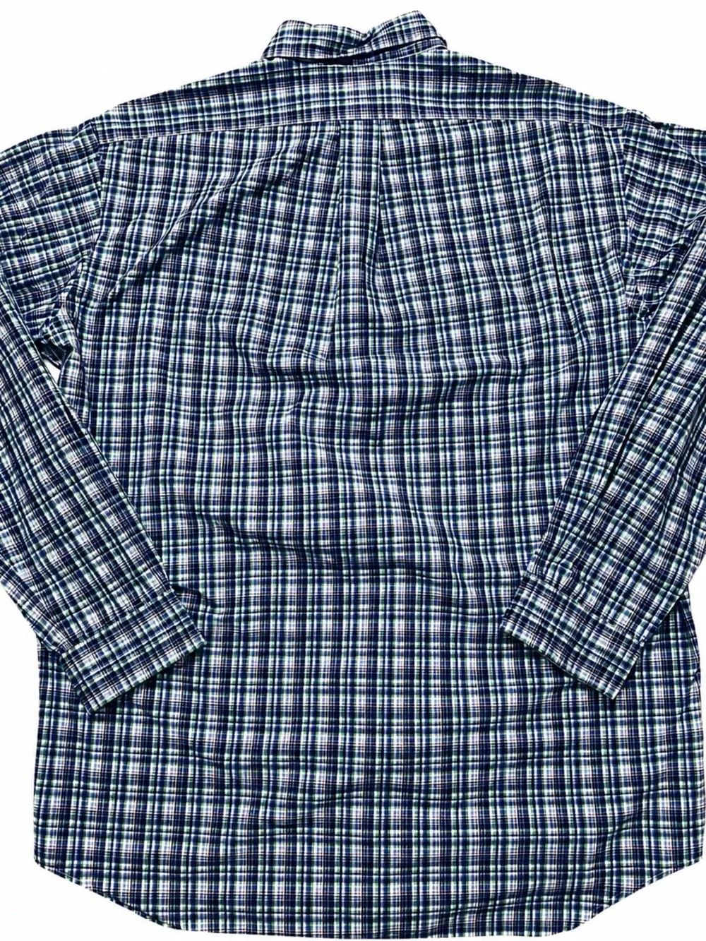 Ralph Lauren Classic Fit Plaid Button Down Shirt 15.5 Blue Cotton Red Pony